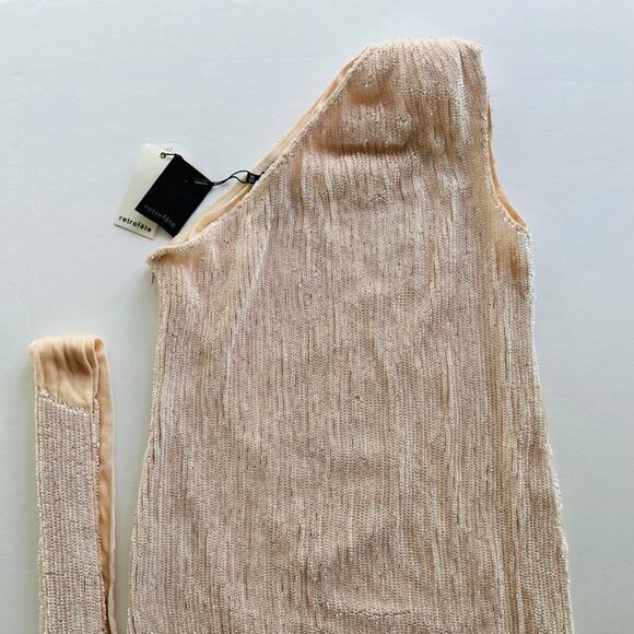 Retrofete x REVOLVE Ella Dress Taffy Pink NEW XS Sequin One Shoulder Party - Picture 8 of 9